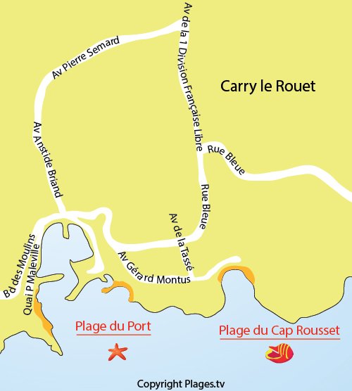 Plan de la plage du Cap Rousset à Carry le Rouet