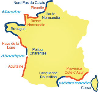 Carte des plages en France Carte des plages en France