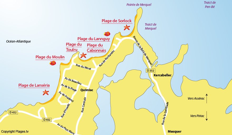 Plan des plages de Mesquer Quimiac (44)
