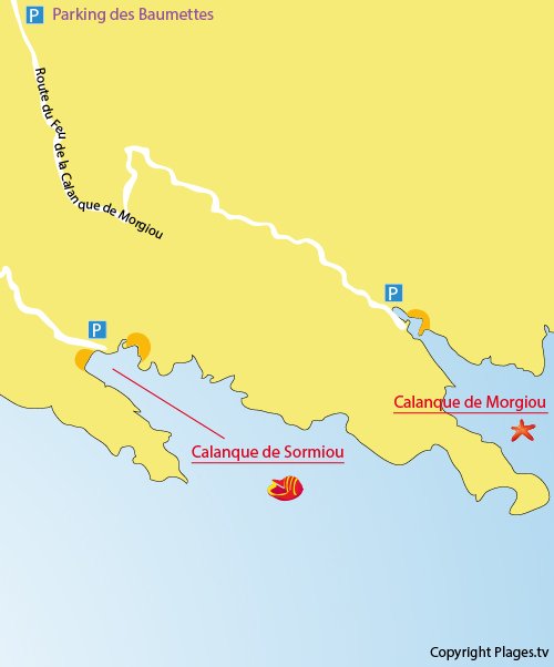 Carte de la plage de Morgiou Ã  Marseille