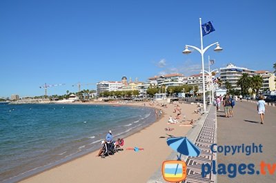 Seaside front of Saint-Raphael in France with the beach