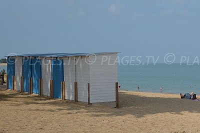 Huts on the beach of Brée les Bains in Oleron - France