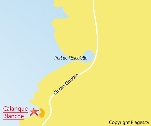 Carte de la calanque blanche à Marseille