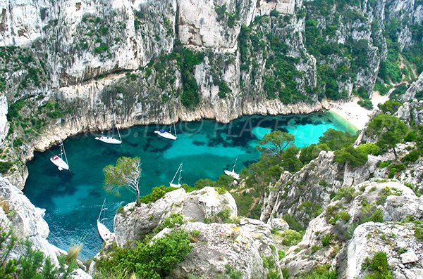 Beach in the calanque d'En Vau in Marseille