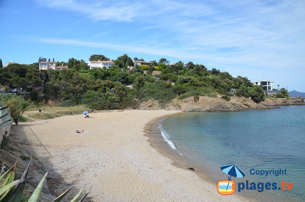 Calanque Grand Boucharel in France and view on Esterel