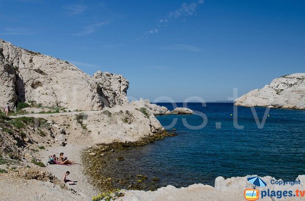 Plage sur la gauche de la calanque de Morgiret - Frioul