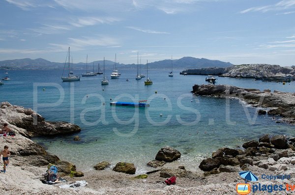 Plage à côté de la ferme aquacole de Frioul