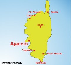 Location of Ajaccio in Corsica