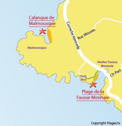 Map of Fausse Monnaie Beach in Marseille