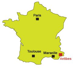 Location of Antibes in France