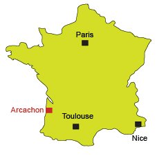 Location of Arcachon in France
