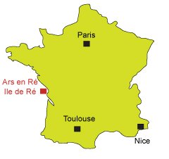 Location of Ars en Ré in France - Ré Island