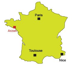 Localisation d'Arzon en Bretagne