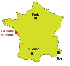 Localisation de la Barre de Monts en Vendée