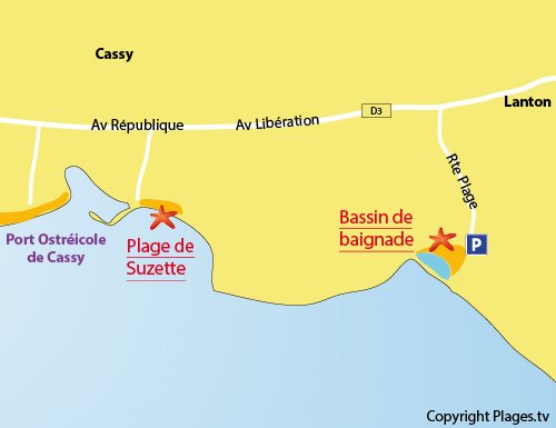 Plan d'accès au bassin de baignade de Lanton