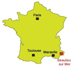 Location of Beaulieu sur Mer in France