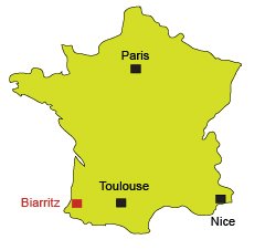 Location of Biarritz in France