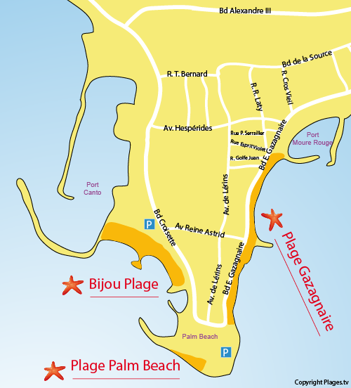 Karte Bijou Plage von Cannes