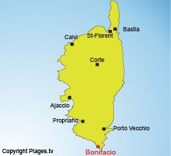 Location of Bonifacio in Corsica