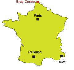 Mappa di Bray Dunes in Francia