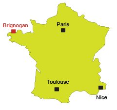 Location of Brignogan in Brittany in France