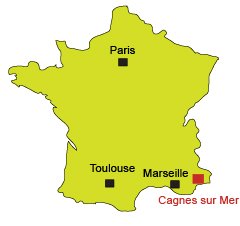 Location of Cagnes sur Mer in France