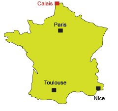 Location of Calais in France