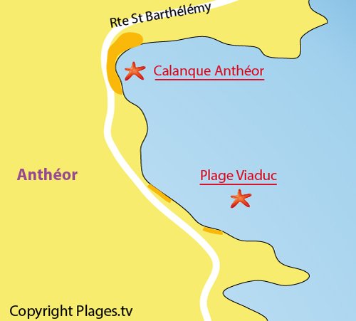 Carte de la calanque d'Anthéor à Agay