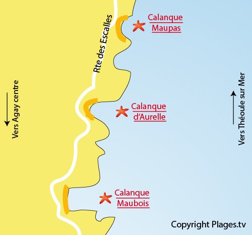 Mappa della calanque Aurelle a Agay