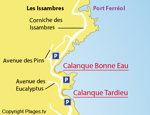 Karte der Calanque de Bonne Eau - Les Issambres - Var