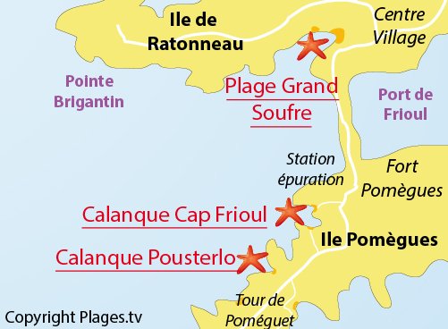 Map of Cape Beach in Frioul
