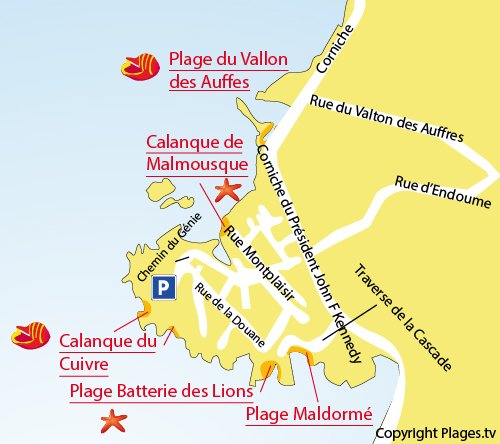 Map of calanque de Cuivre in Marseille