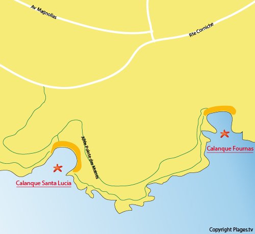 Map of Fournas Cove in Saint Raphael