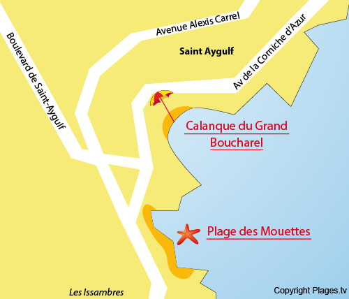 Map of Grand Boucharel Calanque in St Aygulf in France