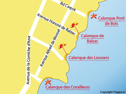 Carte de la calanque Louvans à St Aygulf