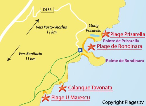 Plan de la calanque de Marescu de Bonifacio