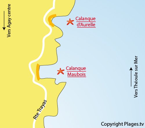 Carte de la calanque de Maubois à Agay