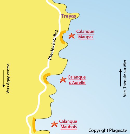 Map of Maupas Calanque in Agay