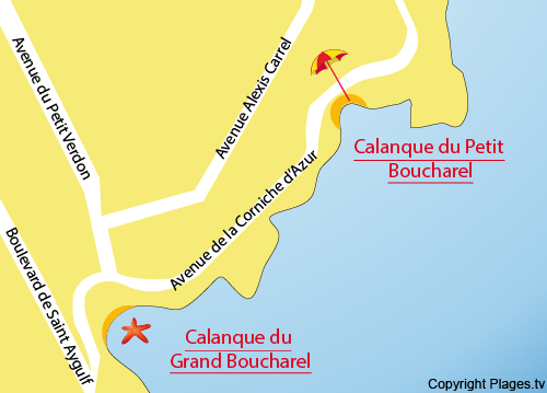 Carte de la calanque du Petit Boucharel à St Aygulf