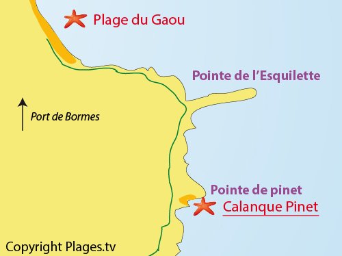 Mappa della Calanque del Pinet a Bormes les Mimosas