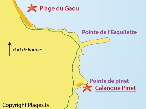 Plan pour se rendre dans la calanque de Pinet à Bormes les Mimosas