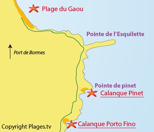 Carte de la calanque de Porto Fino à Bormes les Mimosas