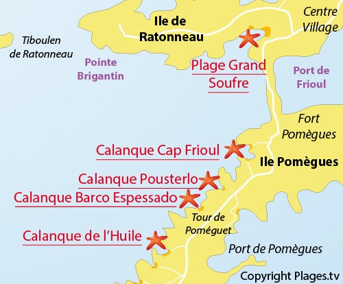 Plan de la calanque de Pousterlo à Frioul