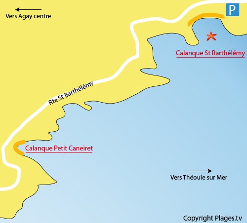 Mappa della Calanque St Barthélémy a Agay