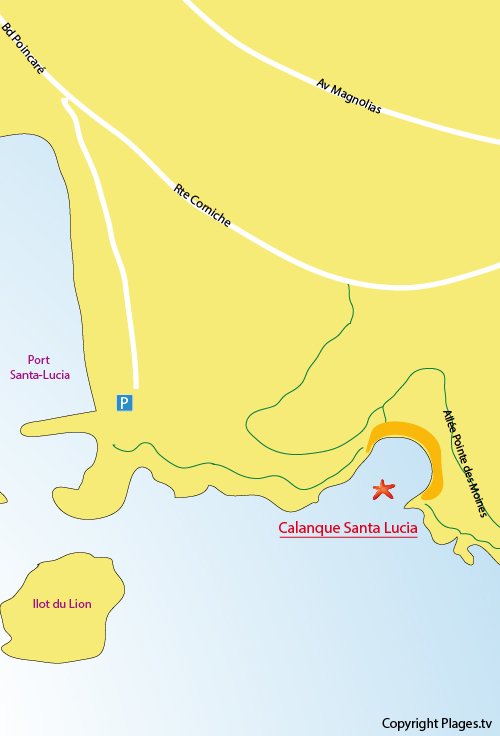 Plan de la calanque de Santa Lucia à St Raphael