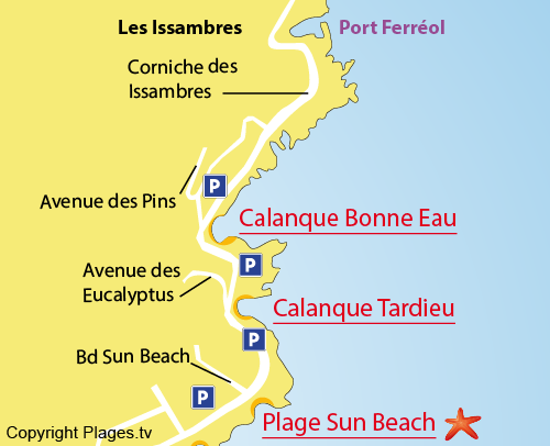 Carte de la Calanque Tardieu - Les Issambres - Var