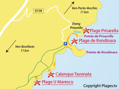 Mappa Calanque de Tavonata a Bonifacio