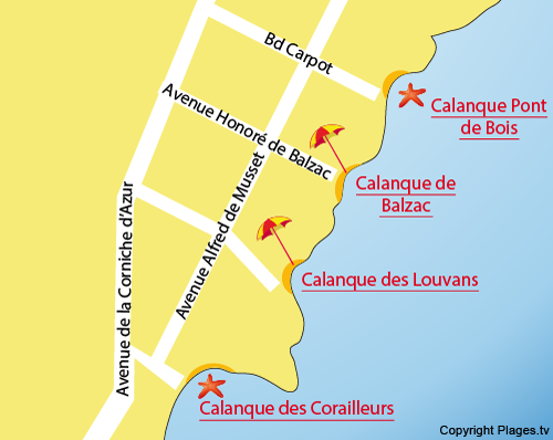 Map of the Balzac Calanque in Saint Aygulf