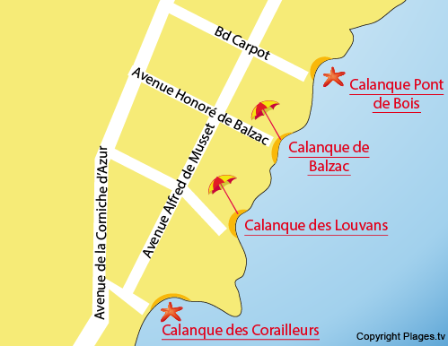 Map of the Pont de Bois Calanque in Saint-Aygulf