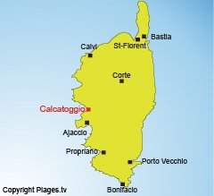 Localisation de Calcatoggio dans le sud de la Corse